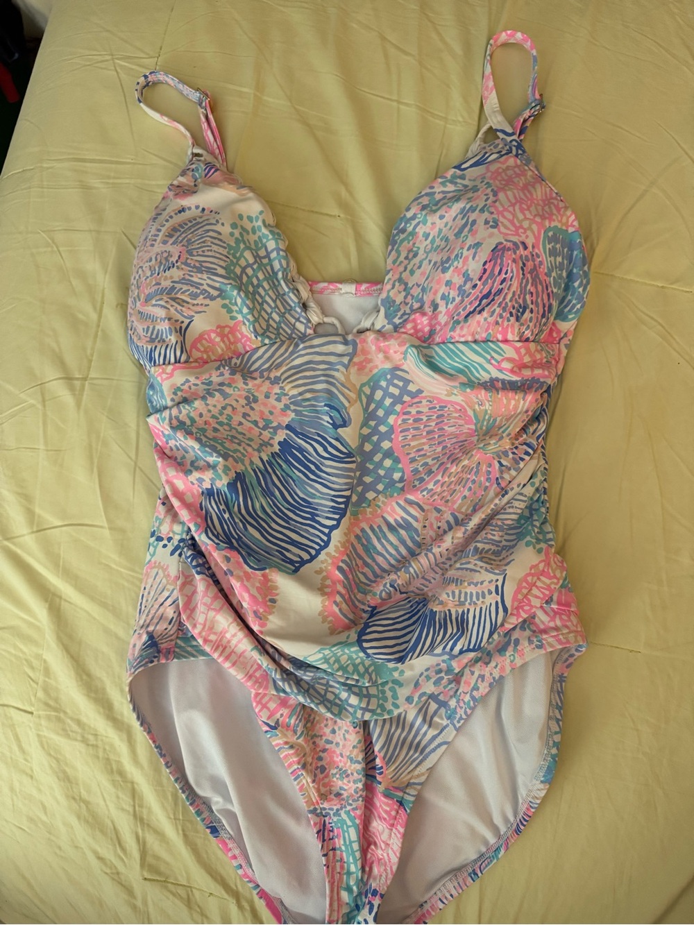 Lilly Pulitzer Pastel Shell-Print One-Piece Swimsuit in Pink, Blue, Green